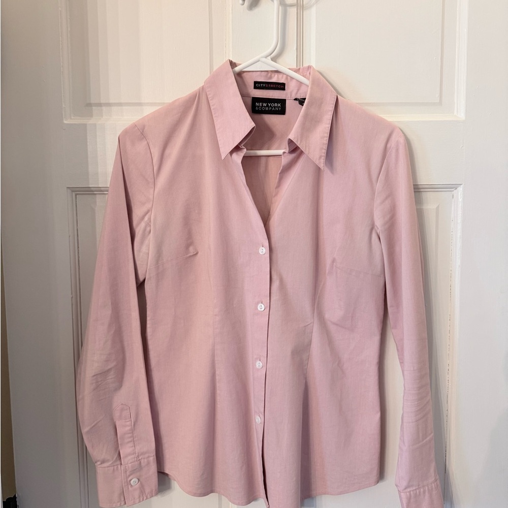 New York & Company Pink Button-Up Shirt